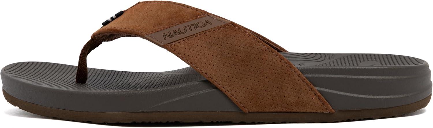 imageNautica Mens Flip Flop Shower Sandals Slides Comfortable Waterproof Beach Footwear SlipOn Thong MediumWide WidthCognacwelsey