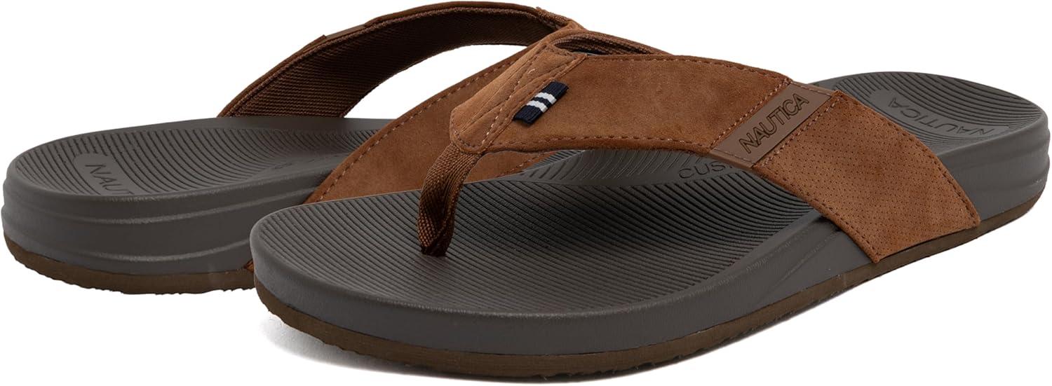 imageNautica Mens Flip Flop Shower Sandals Slides Comfortable Waterproof Beach Footwear SlipOn Thong MediumWide WidthCognacwelsey