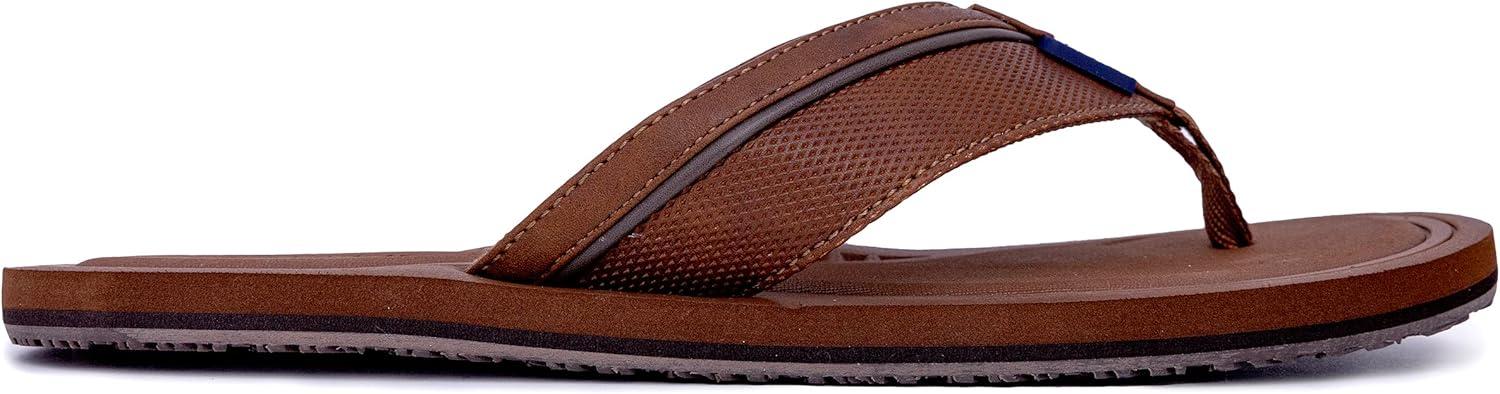 imageNautica Mens Flip Flop Shower Sandals Slides Comfortable Waterproof Beach Footwear SlipOn Thong MediumWide WidthTan Brownlatmon