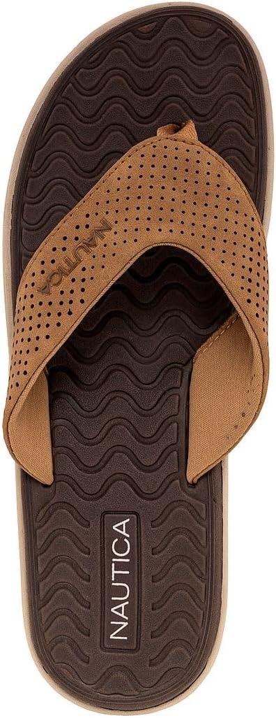 imageNautica Mens Flip Flop Shower Sandals Slides Comfortable Waterproof Beach Footwear SlipOn Thong MediumWide WidthTanoverwash