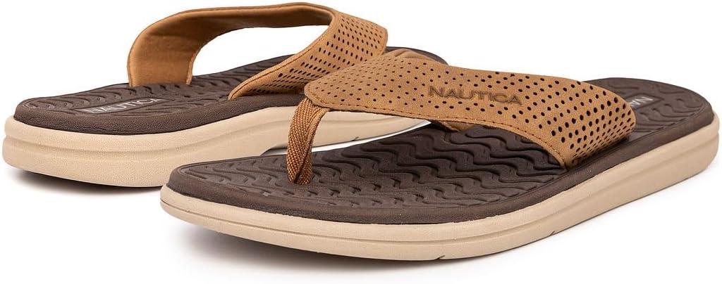 imageNautica Mens Flip Flop Shower Sandals Slides Comfortable Waterproof Beach Footwear SlipOn Thong MediumWide WidthTanoverwash