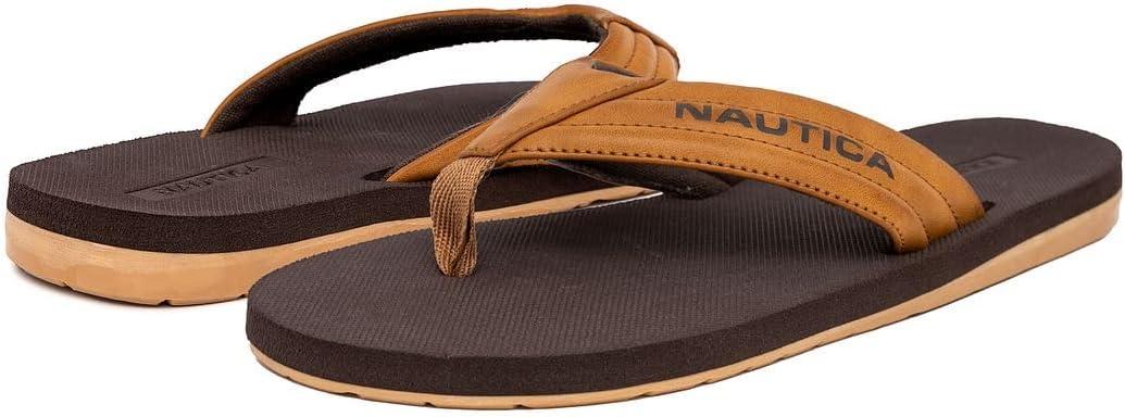 imageNautica Mens Flip Flop Shower Sandals Slides Comfortable Waterproof Beach Footwear SlipOn Thong MediumWide WidthTantapped