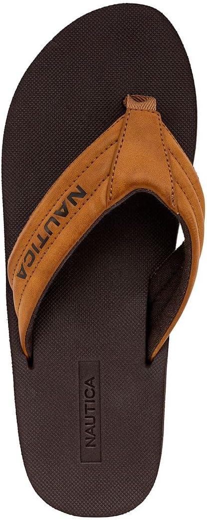imageNautica Mens Flip Flop Shower Sandals Slides Comfortable Waterproof Beach Footwear SlipOn Thong MediumWide WidthTantapped