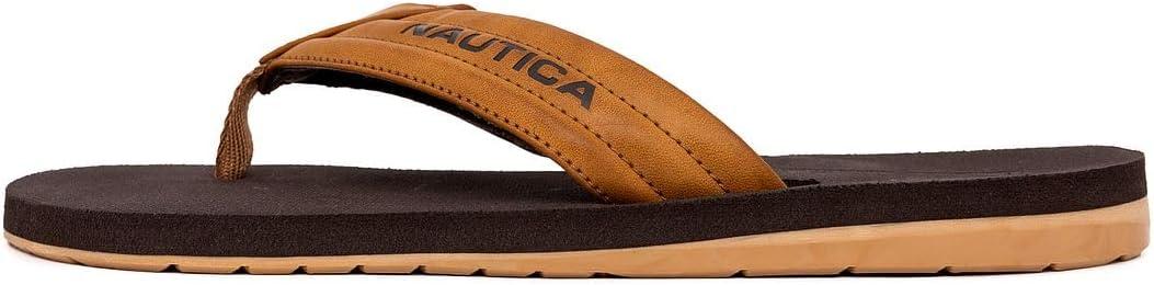 imageNautica Mens Flip Flop Shower Sandals Slides Comfortable Waterproof Beach Footwear SlipOn Thong MediumWide WidthTantapped