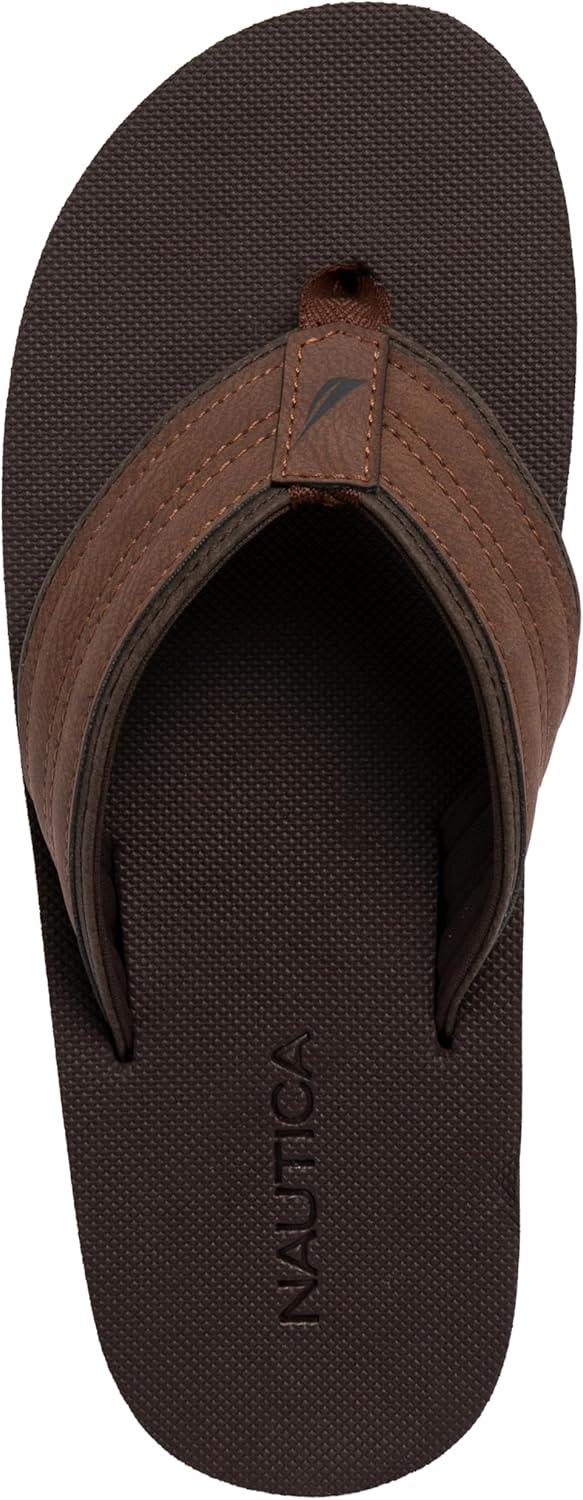 imageNautica Mens Flip Flop Shower Sandals Slides Comfortable Waterproof Beach Footwear SlipOn Thong MediumWide WidthTanthon