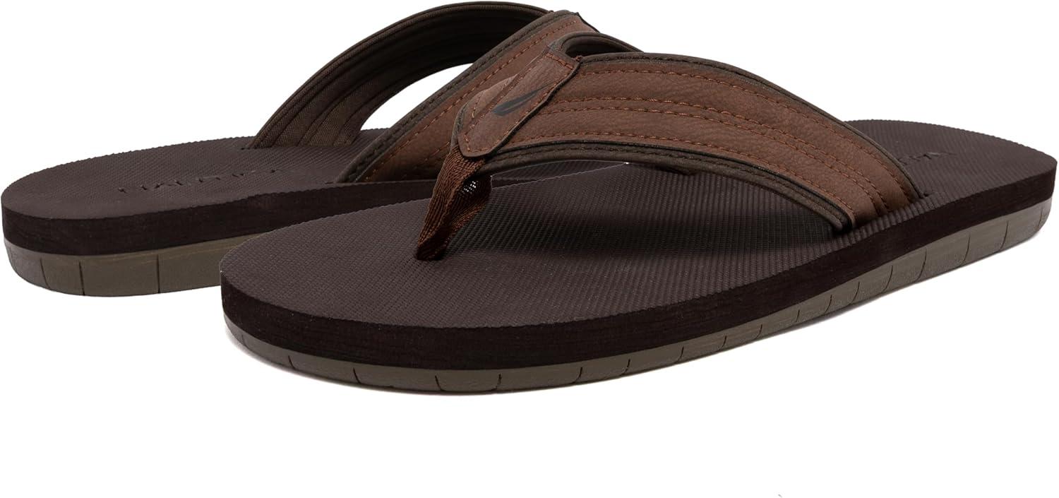 imageNautica Mens Flip Flop Shower Sandals Slides Comfortable Waterproof Beach Footwear SlipOn Thong MediumWide WidthTanthon