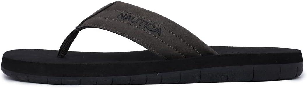 imageNautica Mens Flip Flop Shower Sandals Slides Comfortable Waterproof Beach Footwear SlipOn Thong MediumWide WidthTappedgrey
