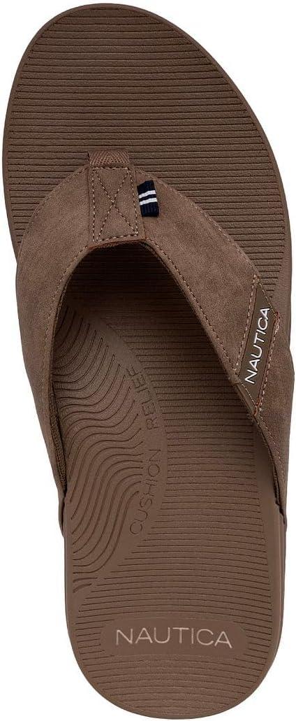 imageNautica Mens Flip Flop Shower Sandals Slides Comfortable Waterproof Beach Footwear SlipOn Thong MediumWide WidthToffeewelsey