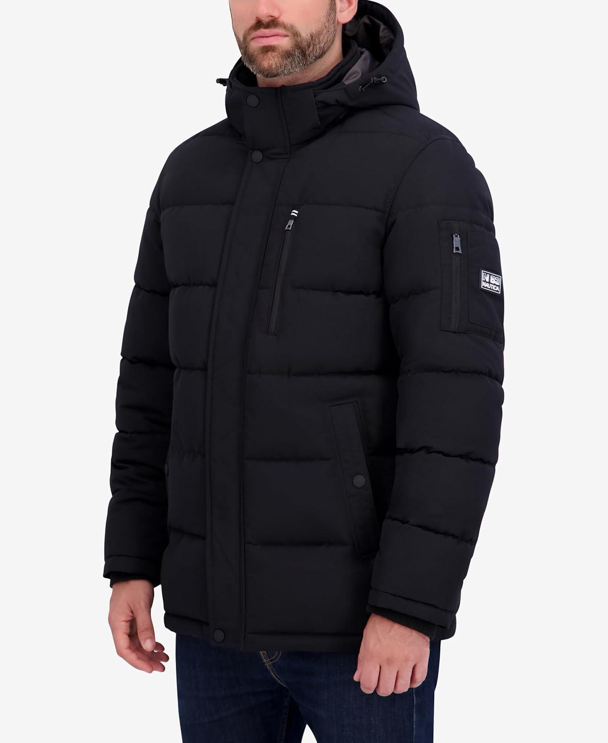 imageNautica Mens Heavyweight Puffer Jacket Parka Winter Coat Regular Big amp Tall SizesBlack