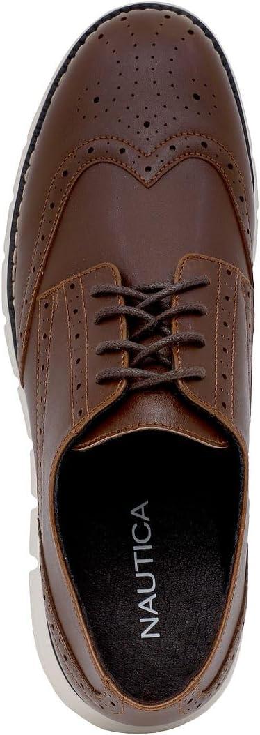 imageNautica Mens Knit Dress Oxford Dress Sneakers Breathable Stylish Lightweight amp Comfortable Ideal for Business or WalkingBrown Smooth