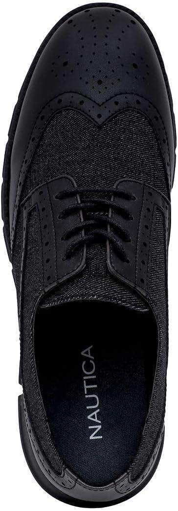 imageNautica Mens Knit Dress Oxford Dress Sneakers Breathable Stylish Lightweight amp Comfortable Ideal for Business or WalkingDenim Black Smooth