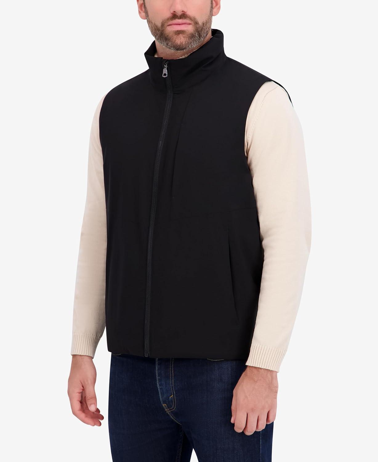 imageNautica Mens Lightweight Mechanical Stretch Softshell Vest Waterresistant Transitional LayerBlack