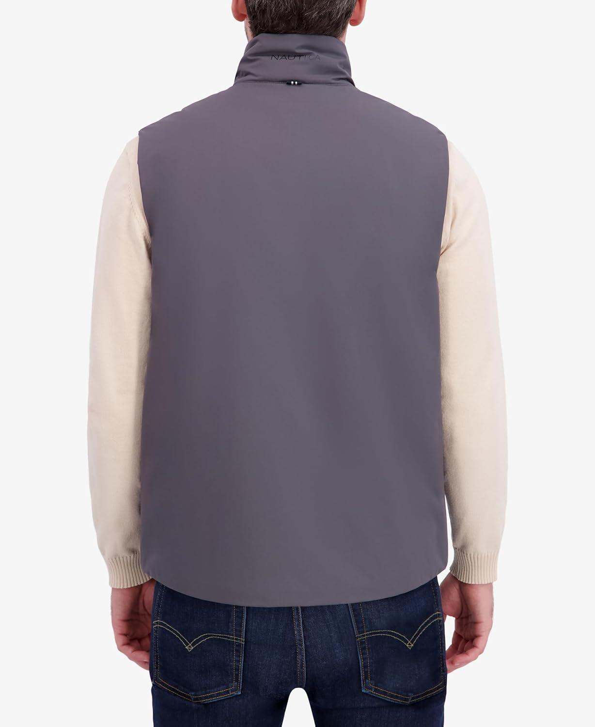 imageNautica Mens Lightweight Mechanical Stretch Softshell Vest Waterresistant Transitional LayerMetal Grey