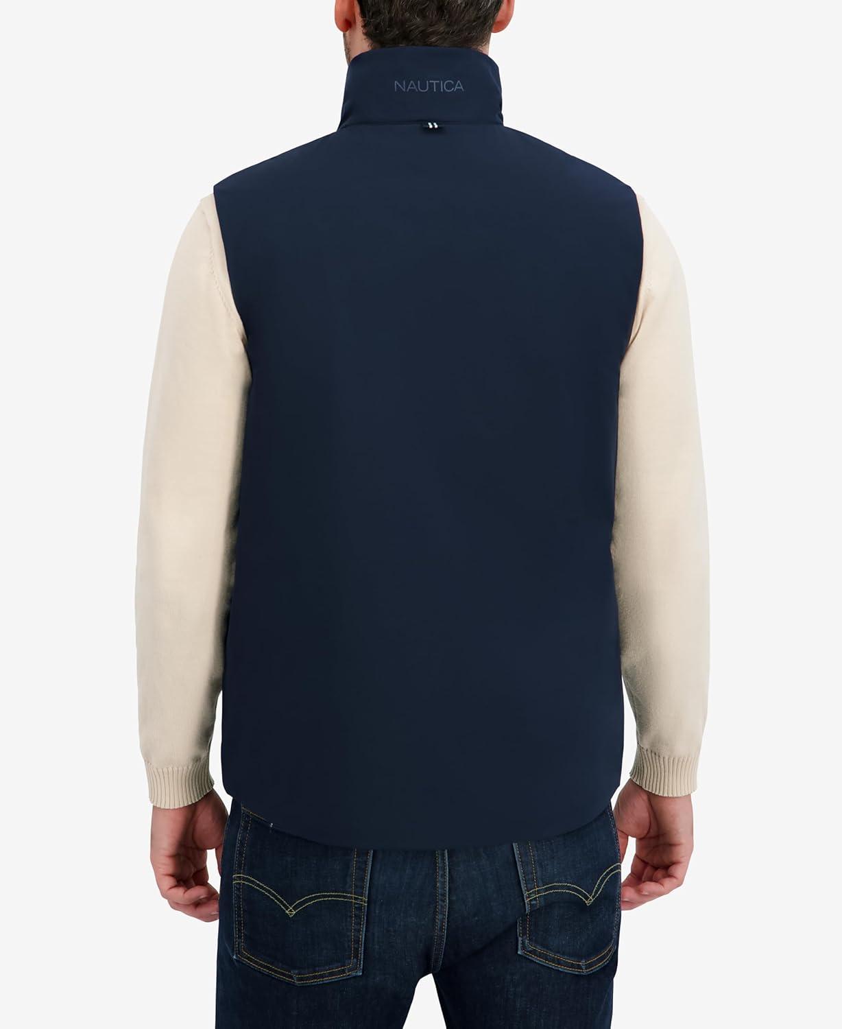 imageNautica Mens Lightweight Mechanical Stretch Softshell Vest Waterresistant Transitional LayerNavy