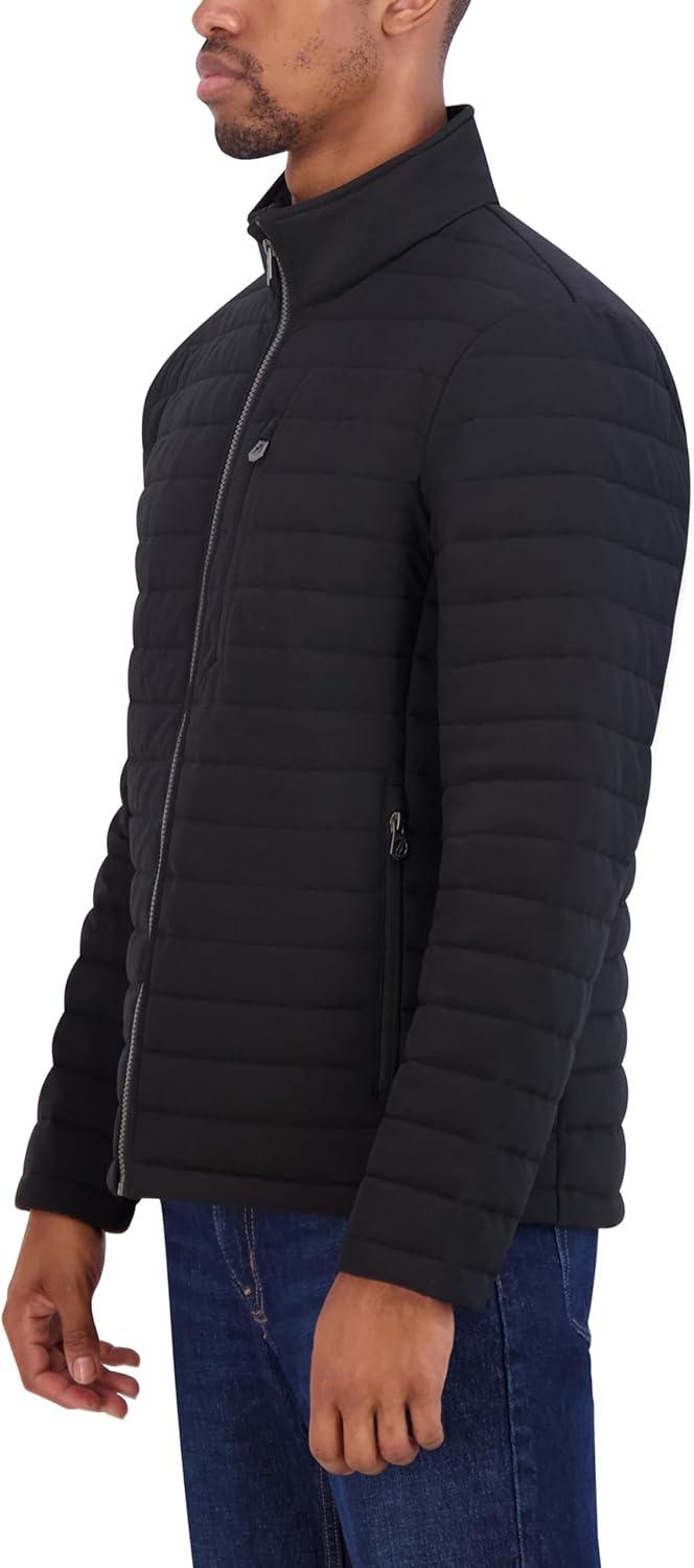 imageNautica Mens Lightweight Quilted Puffer Jacket Full Zip Transitional OuterwearBlack