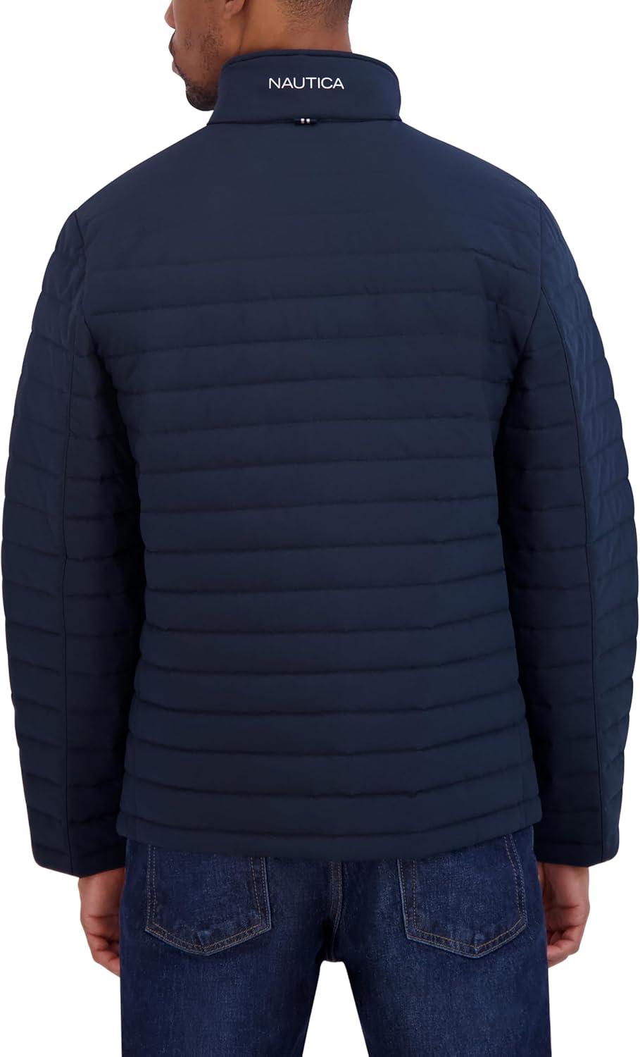 imageNautica Mens Lightweight Quilted Puffer Jacket Full Zip Transitional OuterwearNavy