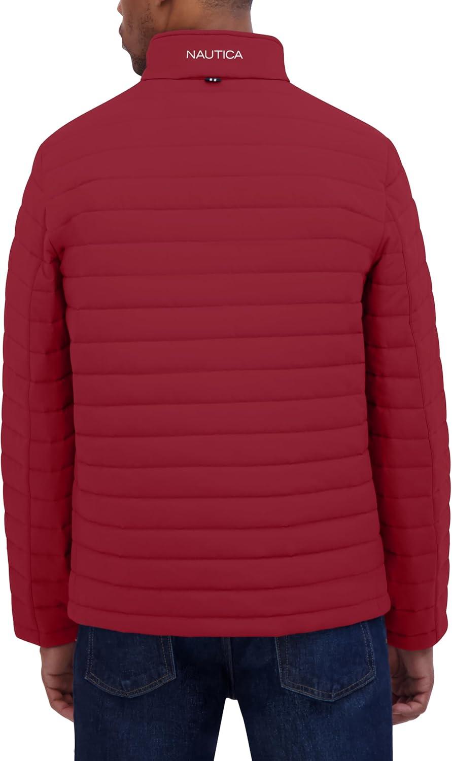 imageNautica Mens Lightweight Quilted Puffer Jacket Full Zip Transitional OuterwearRio Red