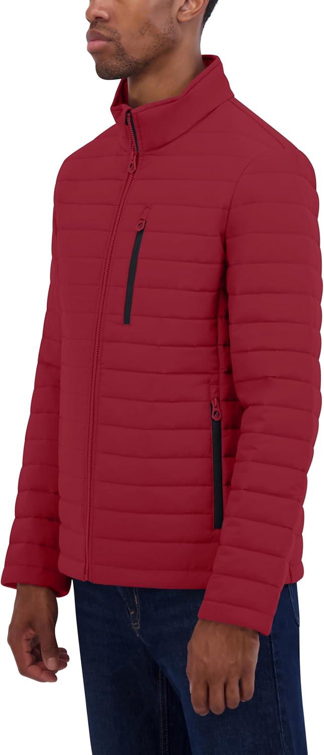 imageNautica Mens Lightweight Quilted Puffer Jacket Full Zip Transitional OuterwearRio Red