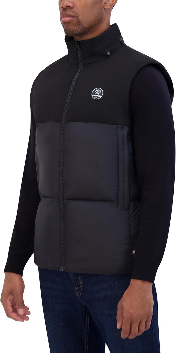 imageNautica Mens Mixed Sheen Quilted VestBlack