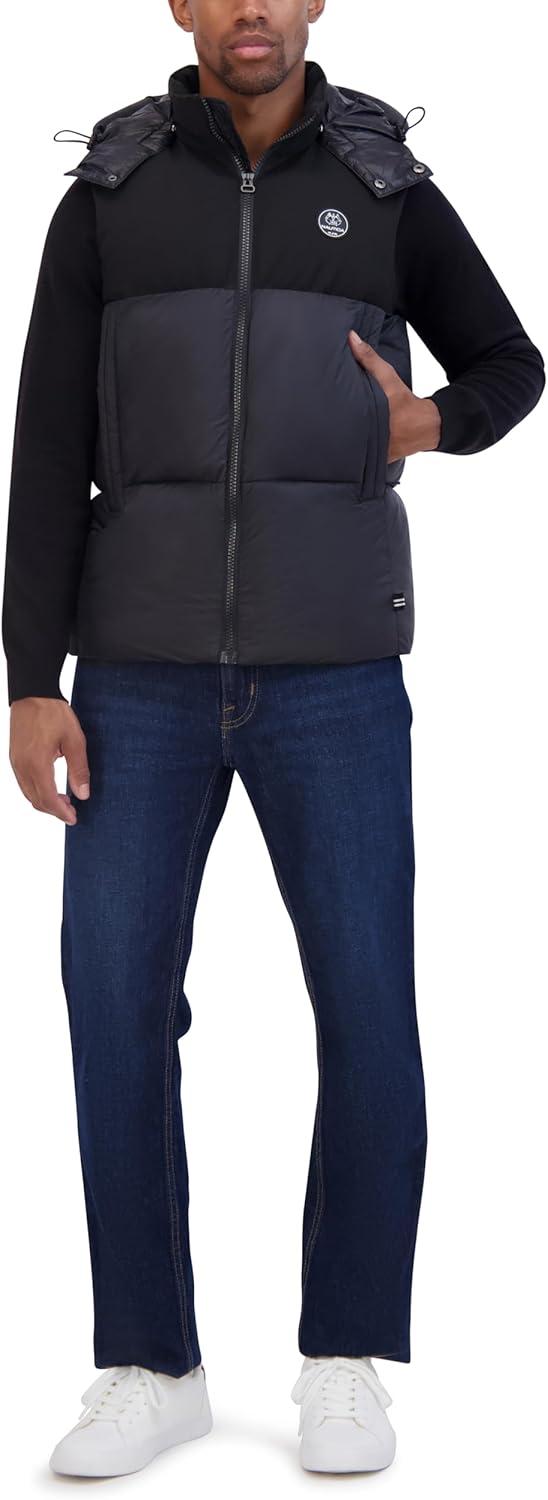 imageNautica Mens Mixed Sheen Quilted VestBlack