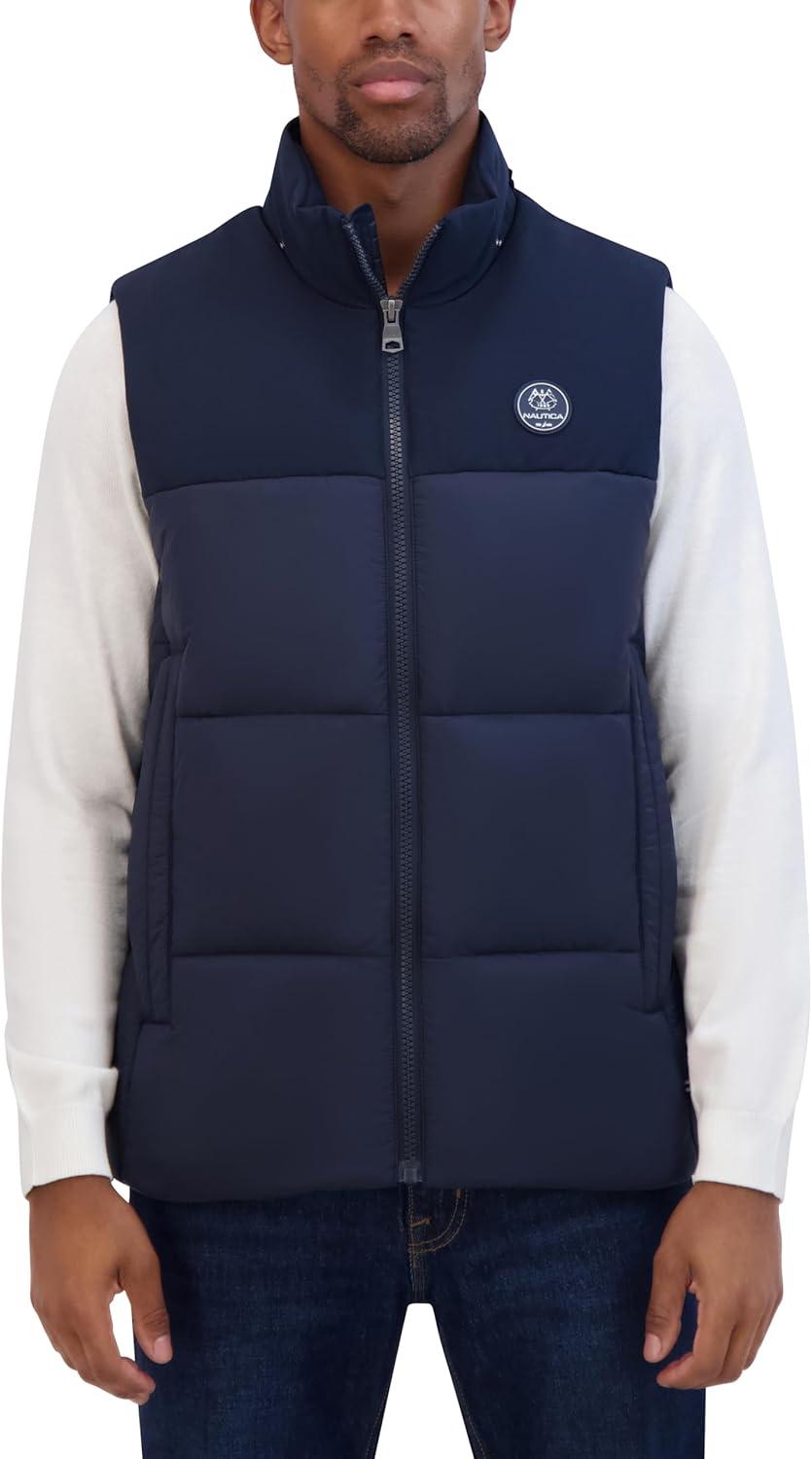 imageNautica Mens Mixed Sheen Quilted VestNavy