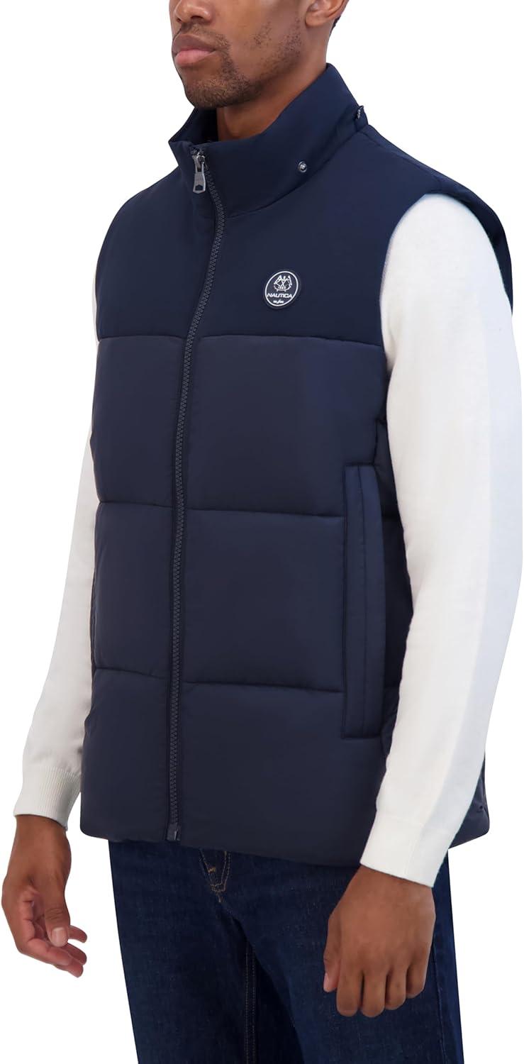 imageNautica Mens Mixed Sheen Quilted VestNavy