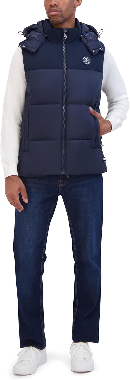 imageNautica Mens Mixed Sheen Quilted VestNavy