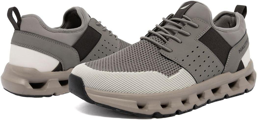 imageNautica Mens Running Sneakers Sport Fashion LaceUp Athletic Soft Shoes for Gym Tennis Men Cushioned Breathable Lightweight amp ComfortableAsh Taupe Zer