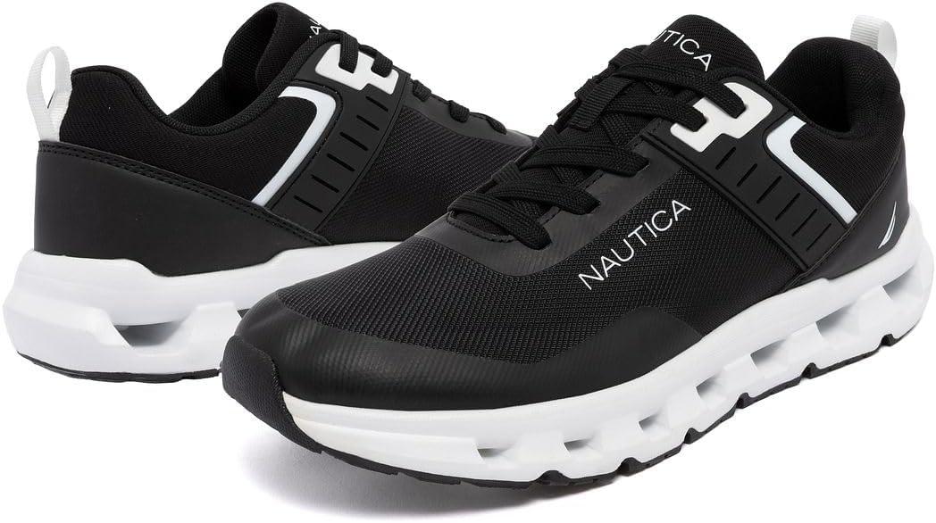 imageNautica Mens Running Sneakers Sport Fashion LaceUp Athletic Soft Shoes for Gym Tennis Men Cushioned Breathable Lightweight amp ComfortableBlack Whitebolang