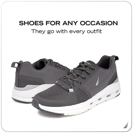 imageNautica Mens Running Sneakers Sport Fashion LaceUp Athletic Soft Shoes for Gym Tennis Men Cushioned Breathable Lightweight amp ComfortableCharcoal