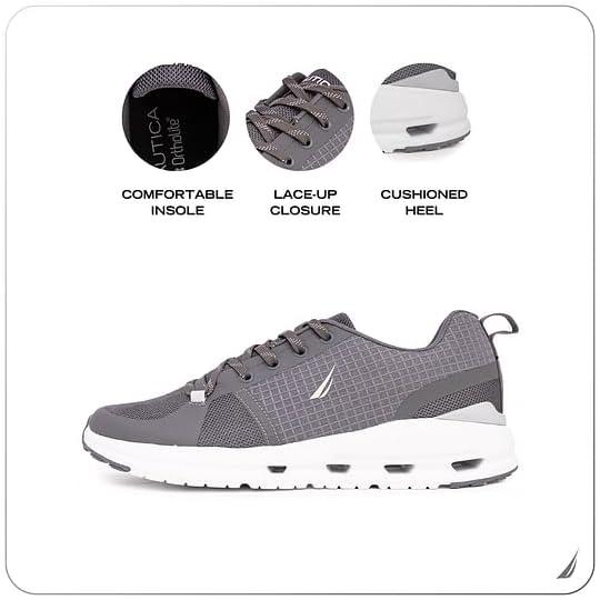 imageNautica Mens Running Sneakers Sport Fashion LaceUp Athletic Soft Shoes for Gym Tennis Men Cushioned Breathable Lightweight amp ComfortableCharcoal