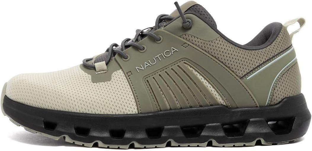 imageNautica Mens Running Sneakers Sport Fashion LaceUp Athletic Soft Shoes for Gym Tennis Men Cushioned Breathable Lightweight amp ComfortableGrey Ivory Neon Metral
