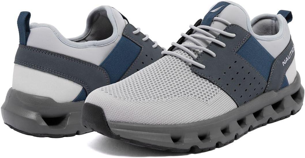 imageNautica Mens Running Sneakers Sport Fashion LaceUp Athletic Soft Shoes for Gym Tennis Men Cushioned Breathable Lightweight amp ComfortableGrey Slate Zer