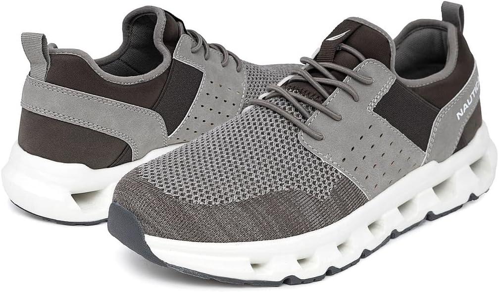 imageNautica Mens Running Sneakers Sport Fashion LaceUp Athletic Soft Shoes for Gym Tennis Men Cushioned Breathable Lightweight amp ComfortableGrey Stone Zer