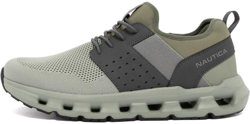 imageNautica Mens Running Sneakers Sport Fashion LaceUp Athletic Soft Shoes for Gym Tennis Men Cushioned Breathable Lightweight amp ComfortableMoss Grey Zer