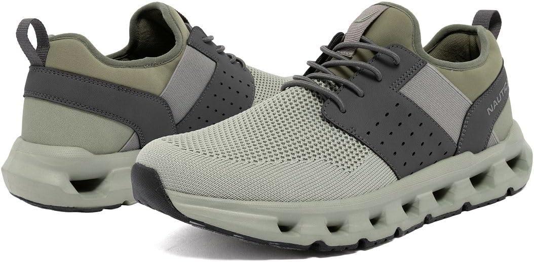 imageNautica Mens Running Sneakers Sport Fashion LaceUp Athletic Soft Shoes for Gym Tennis Men Cushioned Breathable Lightweight amp ComfortableMoss Grey Zer