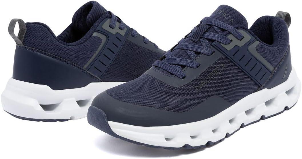 imageNautica Mens Running Sneakers Sport Fashion LaceUp Athletic Soft Shoes for Gym Tennis Men Cushioned Breathable Lightweight amp ComfortableNavy Charcoalbolang