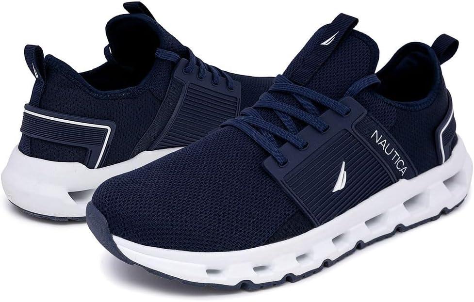 imageNautica Mens Running Sneakers Sport Fashion LaceUp Athletic Soft Shoes for Gym Tennis Men Cushioned Breathable Lightweight amp ComfortableNavy White Cailen