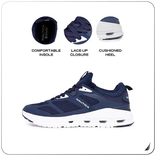 imageNautica Mens Running Sneakers Sport Fashion LaceUp Athletic Soft Shoes for Gym Tennis Men Cushioned Breathable Lightweight amp ComfortableNavy White Gobi