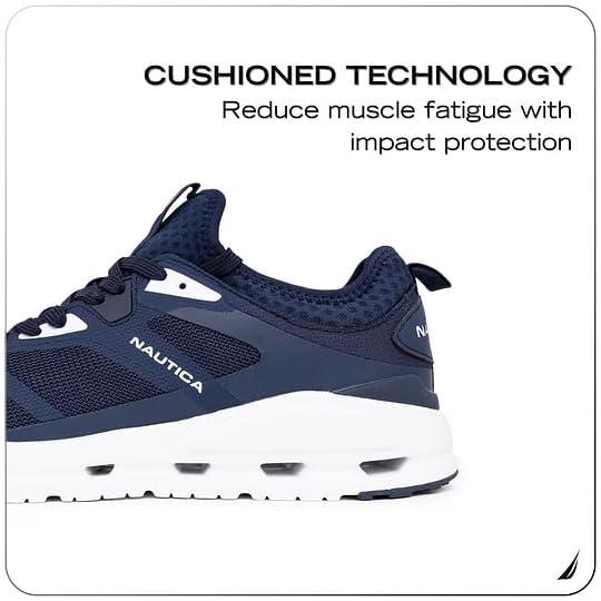 imageNautica Mens Running Sneakers Sport Fashion LaceUp Athletic Soft Shoes for Gym Tennis Men Cushioned Breathable Lightweight amp ComfortableNavy White Gobi
