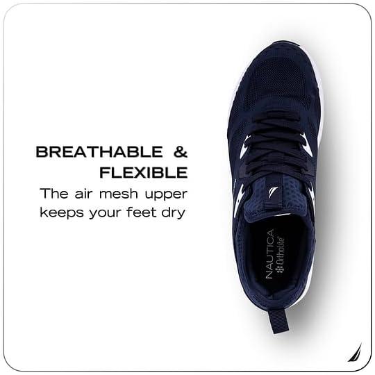 imageNautica Mens Running Sneakers Sport Fashion LaceUp Athletic Soft Shoes for Gym Tennis Men Cushioned Breathable Lightweight amp ComfortableNavy White Gobi