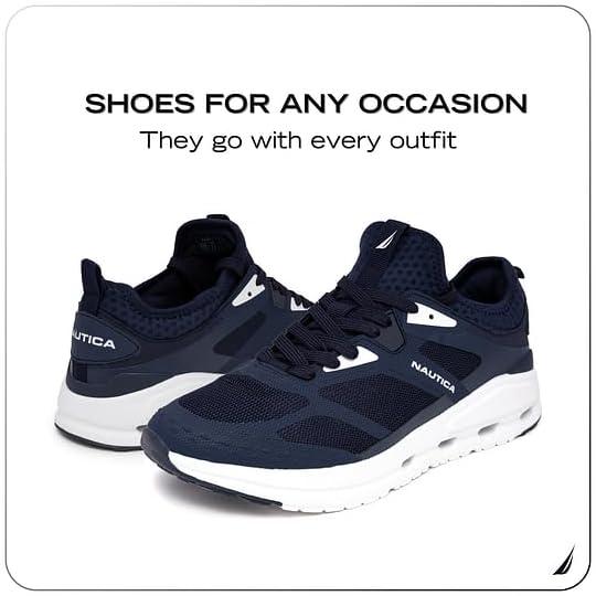 imageNautica Mens Running Sneakers Sport Fashion LaceUp Athletic Soft Shoes for Gym Tennis Men Cushioned Breathable Lightweight amp ComfortableNavy White Gobi