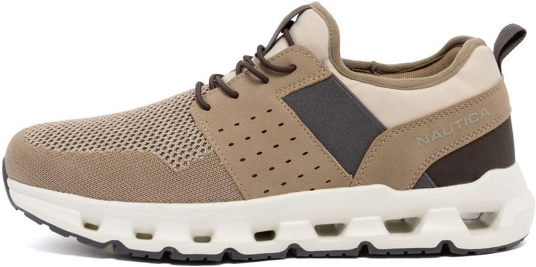 imageNautica Mens Running Sneakers Sport Fashion LaceUp Athletic Soft Shoes for Gym Tennis Men Cushioned Breathable Lightweight amp ComfortableTaupe Zer