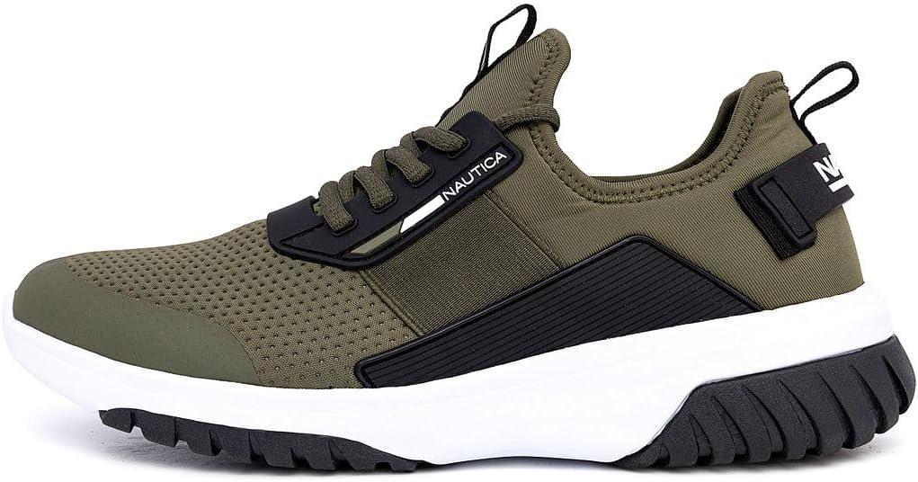 imageNautica Mens Sneakers Athletic Comfortable Casual LaceUp Fashion Walking ShoesOlive Black Geoff