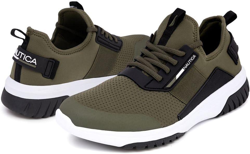 imageNautica Mens Sneakers Athletic Comfortable Casual LaceUp Fashion Walking ShoesOlive Black Geoff