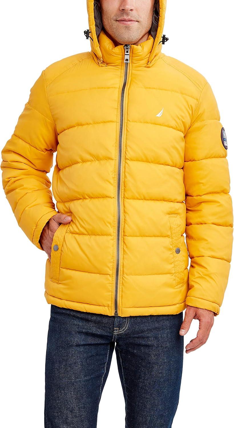 imageNautica Mens Water Resistant Nylon Puffer JacketOld Gold