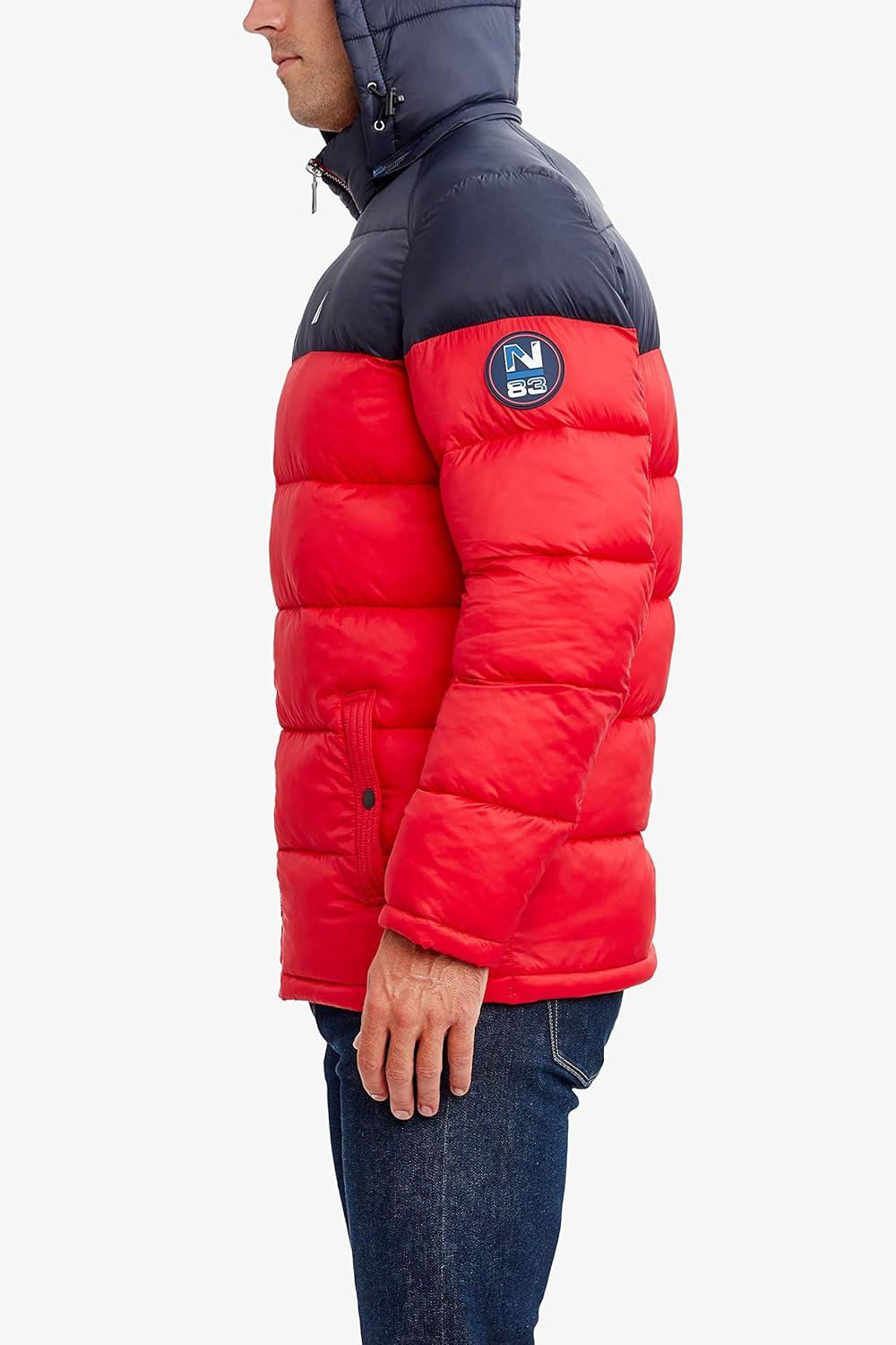 imageNautica Mens Water Resistant Nylon Puffer JacketRed