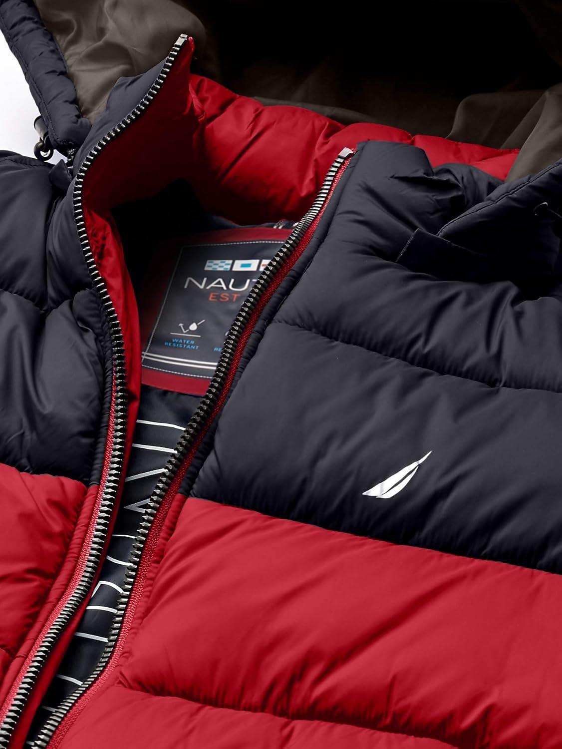 imageNautica Mens Water Resistant Nylon Puffer JacketRed