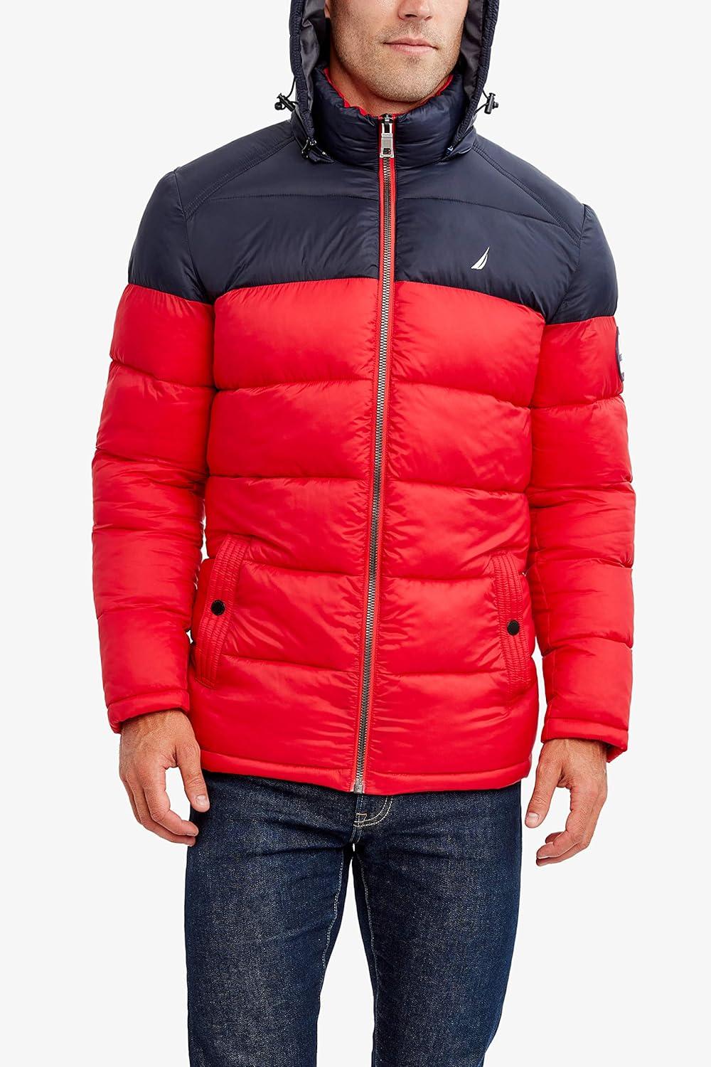 imageNautica Mens Water Resistant Nylon Puffer JacketRed