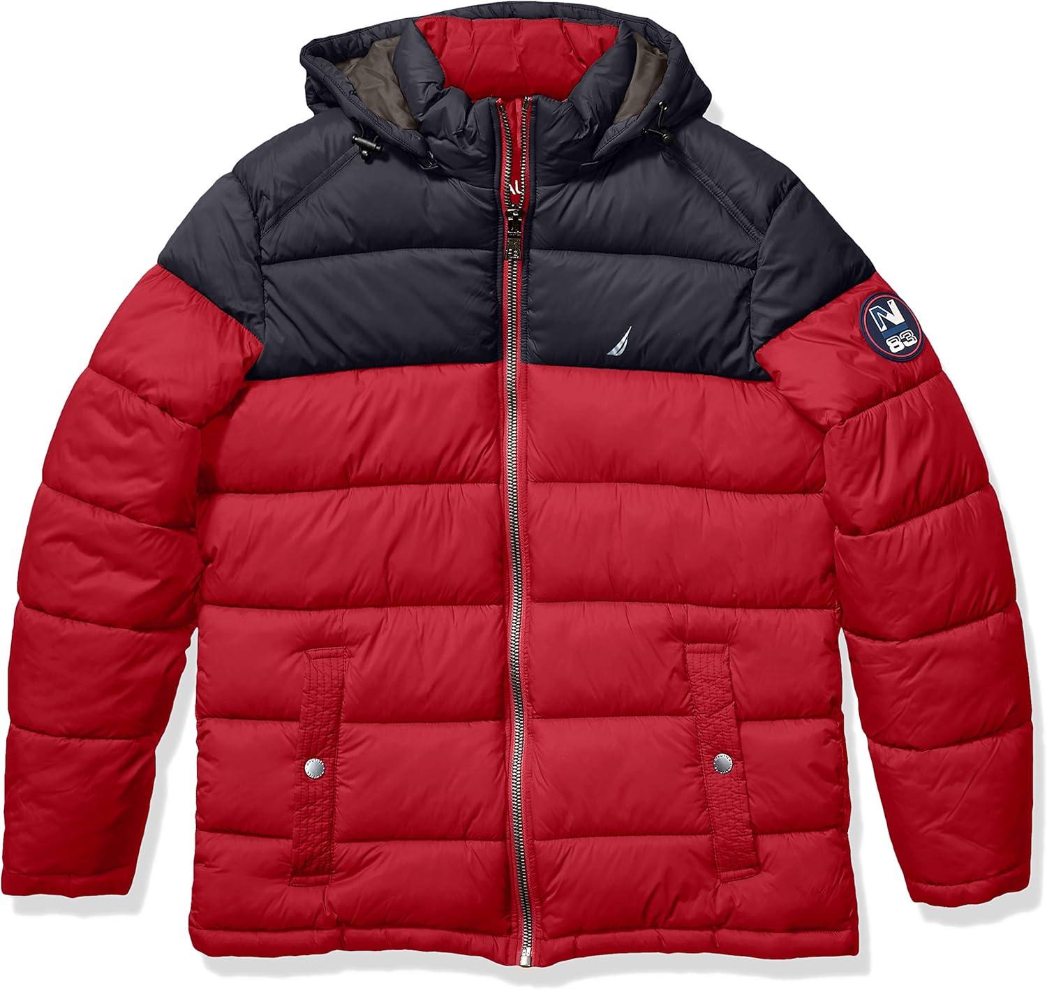 imageNautica Mens Water Resistant Nylon Puffer JacketRed
